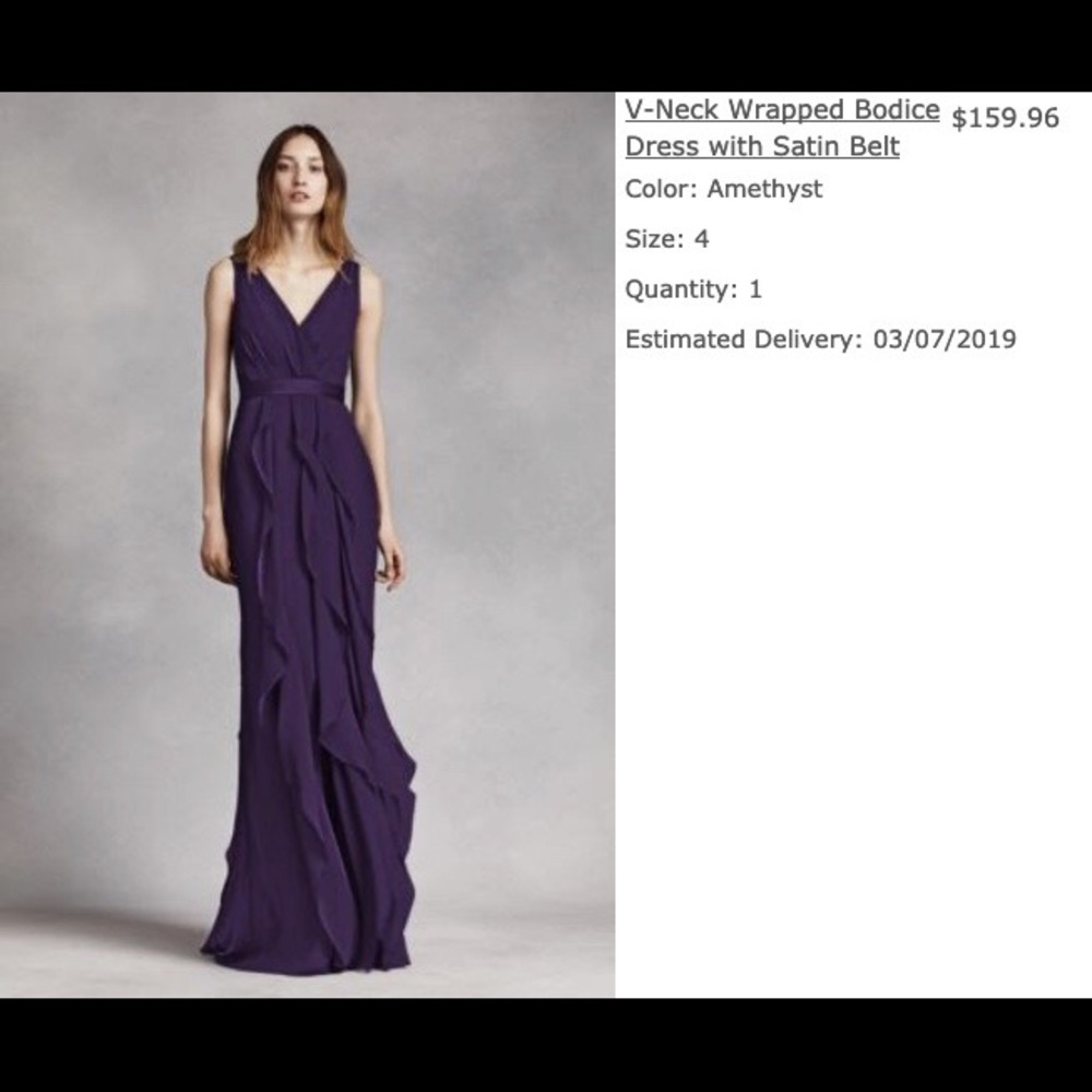 David’s Bridal V-Neck Wrapped Bodice Dress size 4